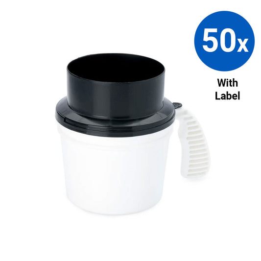 50x Collection Container Base and Quick Drop Lid with Labels - Black