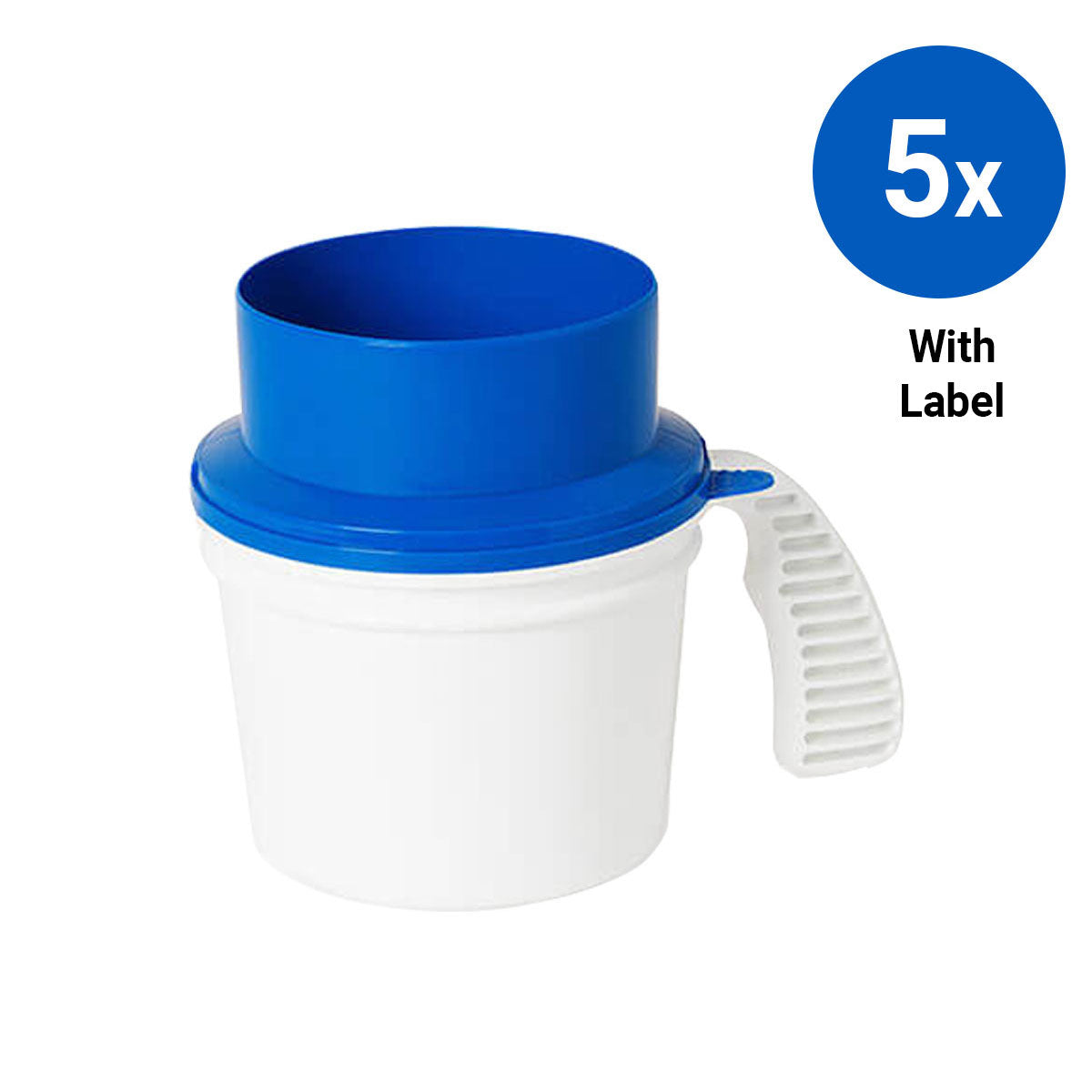 5x Collection Container Base and Quick Drop Lid with Labels - Blue