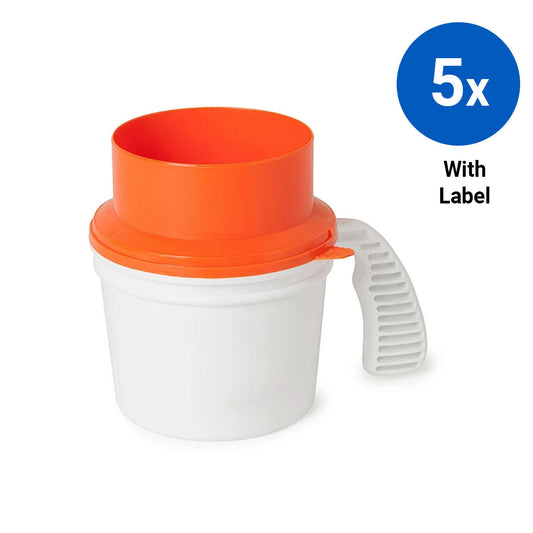 5x Collection Container Base and Quick Drop Lid with Labels - Orange