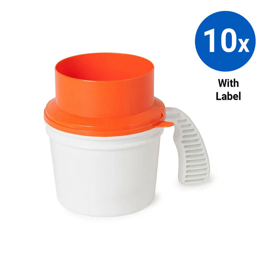 10x Collection Container Base and Quick Drop Lid with Labels - Orange