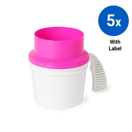 5x Collection Container Base and Quick Drop Lid with Labels - Pink