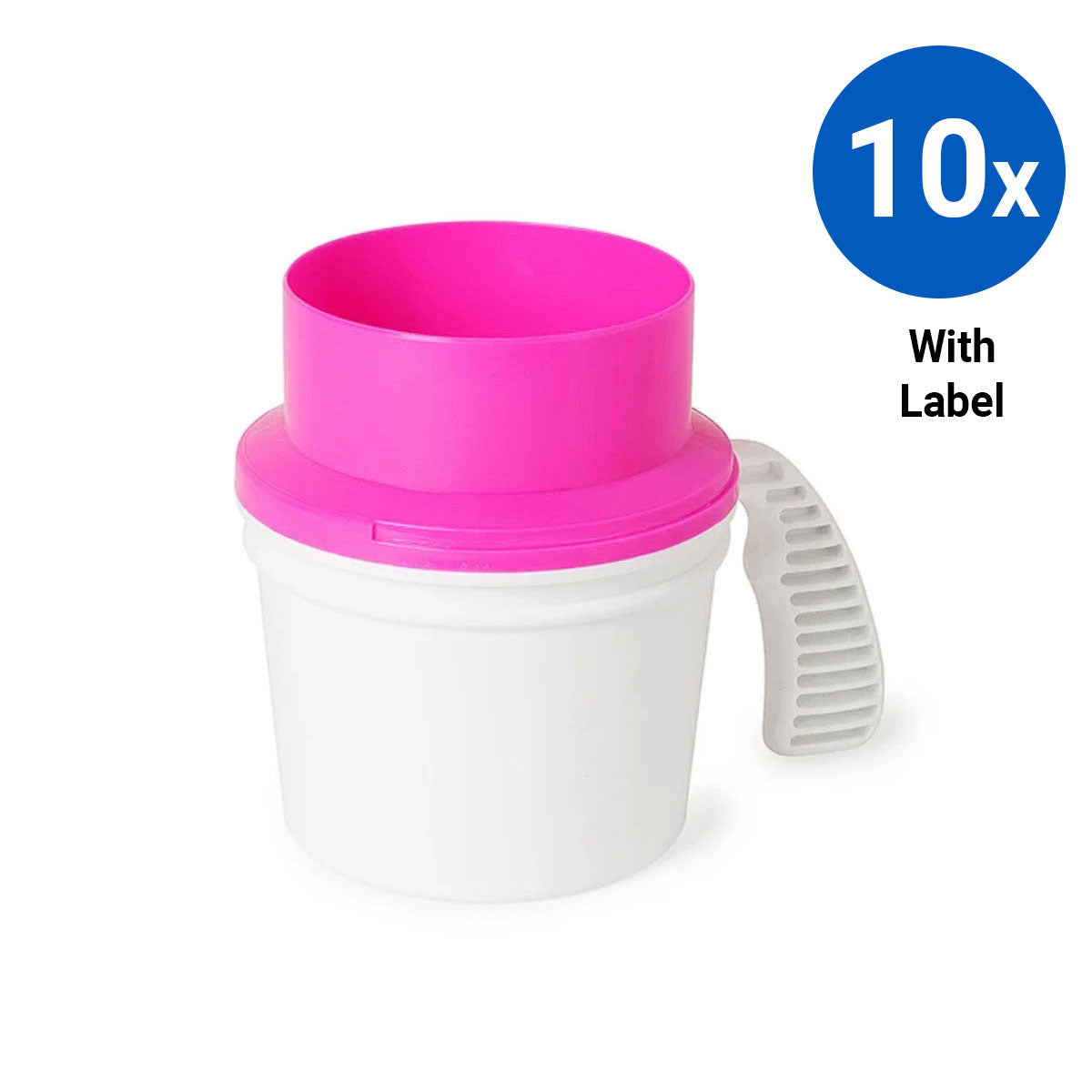 10x Collection Container Base and Quick Drop Lid with Labels - Pink