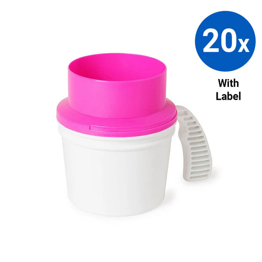 20x Collection Container Base and Quick Drop Lid with Labels - Pink