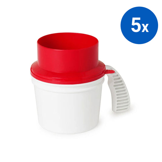 5x Collection Container Base and Quick Drop Lid - Red