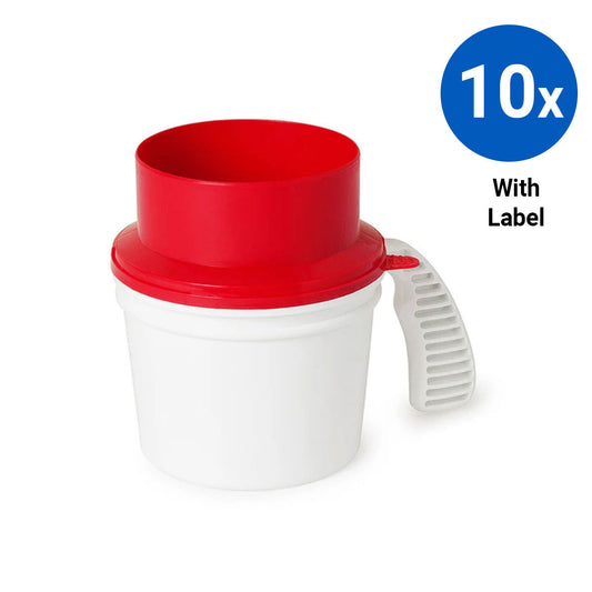 10x Collection Container Base and Quick Drop Lid with Labels - Red