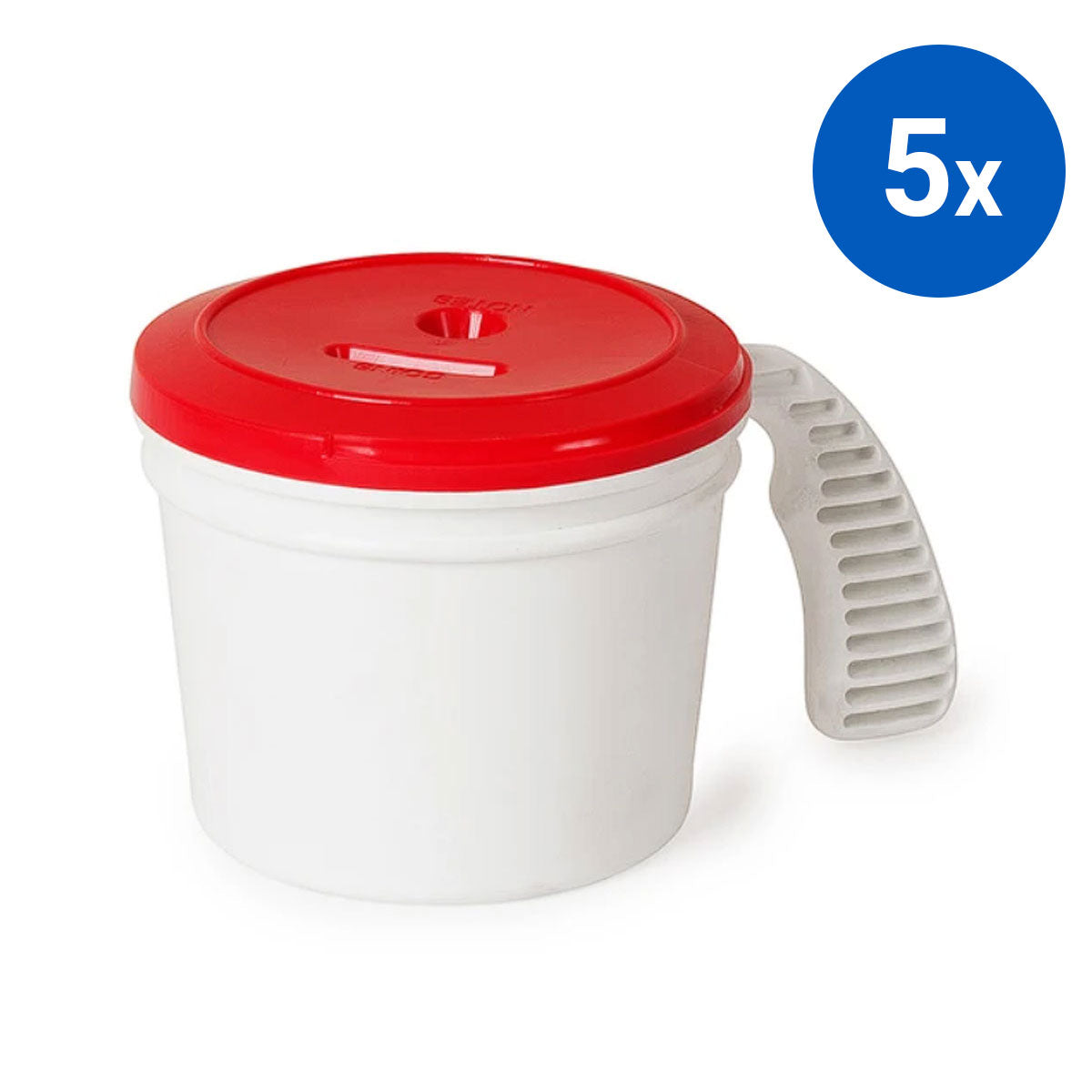 5x Collection Container Base and Standard Lid - Red