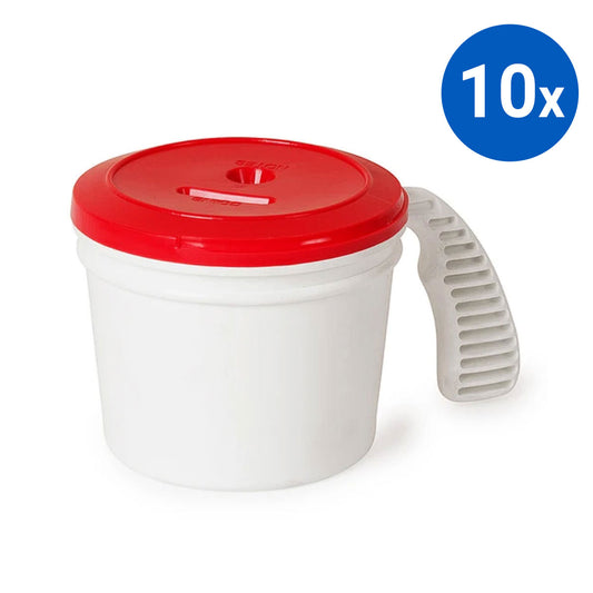 10x Collection Container Base and Standard Lid - Red