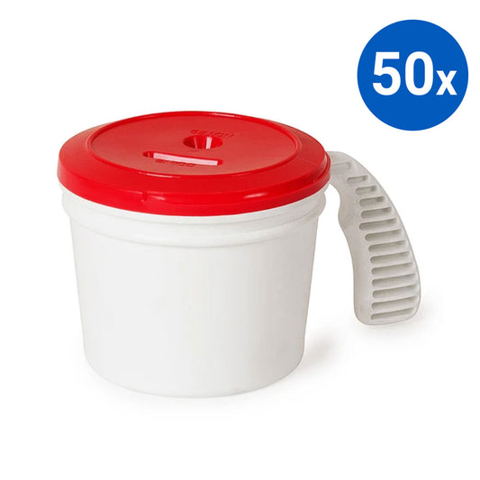 50x Collection Container Base and Standard Lid - Red