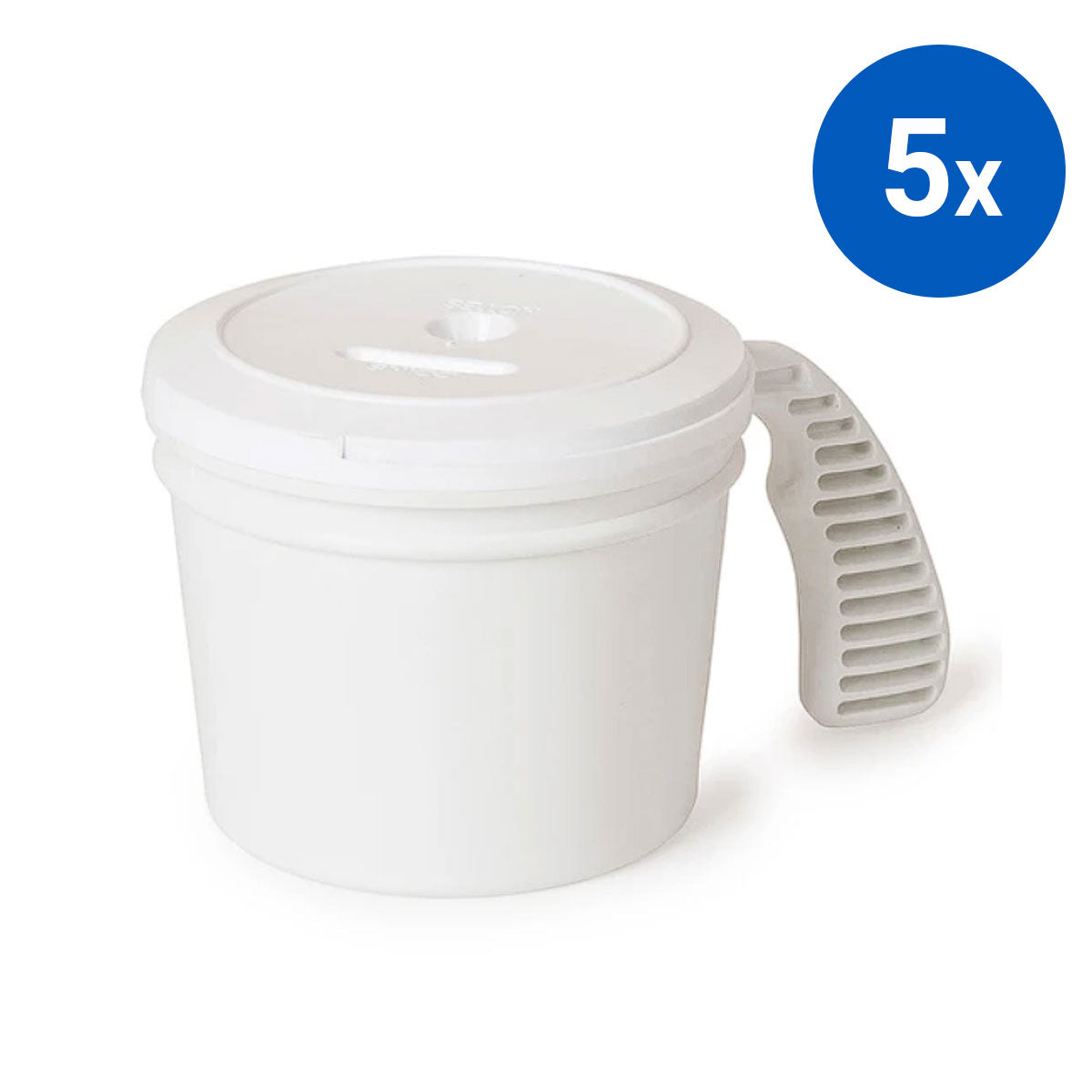 5x Collection Container Base and Standard Lid - White